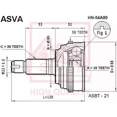 Шрус граната ASVA HN-54A50 1269713925 8 GMV1U изображение 0