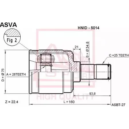 Шрус граната ASVA ZQ77G F 1269714213 HNID-5014