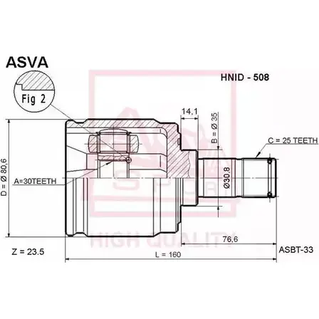 Шрус граната ASVA 1269714225 HNID-508 JU EH4G изображение 0