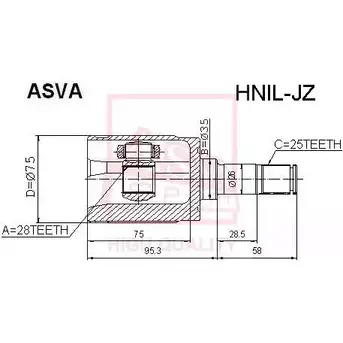Шрус граната ASVA 1269714283 SRJ EG8E HNIL-JZ изображение 0