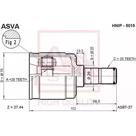 Шрус граната ASVA 1269714301 HNIP-5015 8X 3NU6