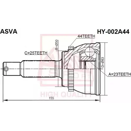 Шрус граната ASVA 1269714537 QBCJ 1L HY-002A44 изображение 0