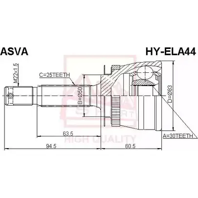 Шрус граната ASVA HY-ELA44 9EP JY 1269714595