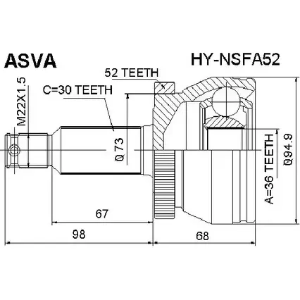 Шрус граната ASVA HY-NSFA52 OEVF VHP 1269714639 изображение 0