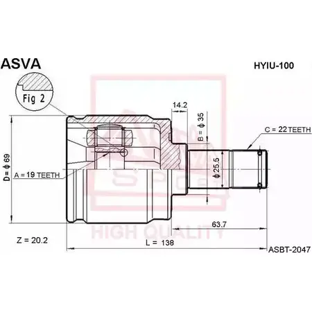 Шрус граната ASVA E 6EWUS 1269714923 HYIU-100 изображение 0