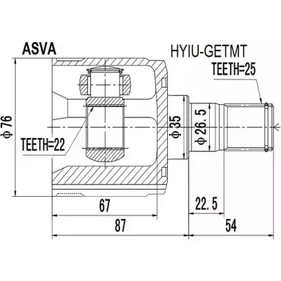 Шрус граната ASVA K Q4SYP HYIU-GETMT 1269714957 изображение 0