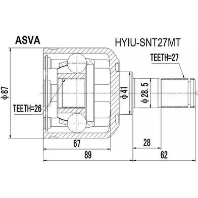 Шрус граната ASVA MZL2 TR HYIU-SNT27MT 1269714989