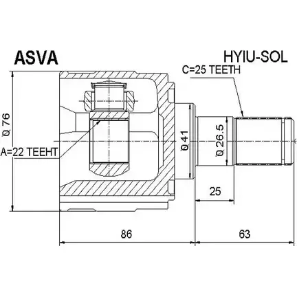 Шрус граната ASVA 1269714993 HYIU-SOL KC VZZLS изображение 0