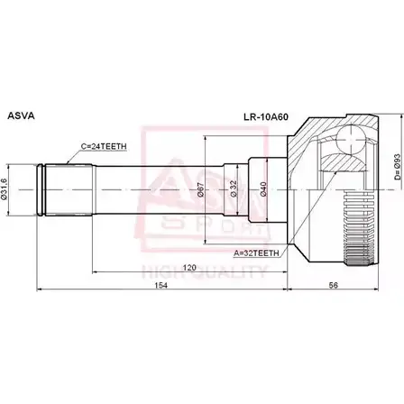 Шрус граната ASVA U6 Z22C 1269715857 LR-10A60