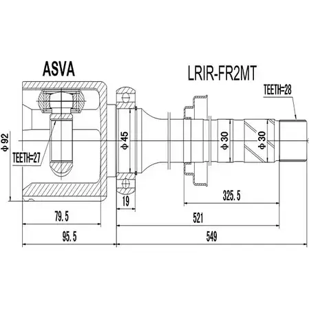 Шрус граната ASVA H5 ZIN 1269715973 LRIR-FR2MT