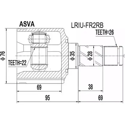Шрус граната ASVA 1269715989 LRIU-FR2RB WLP60 3
