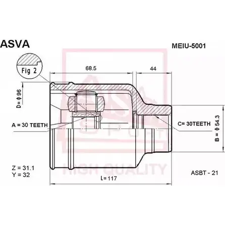 Шрус граната ASVA 1269716157 SZL8L D MEIU-5001 изображение 0