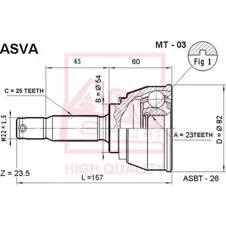 Шрус граната ASVA V3P HP MT-03 1269716313