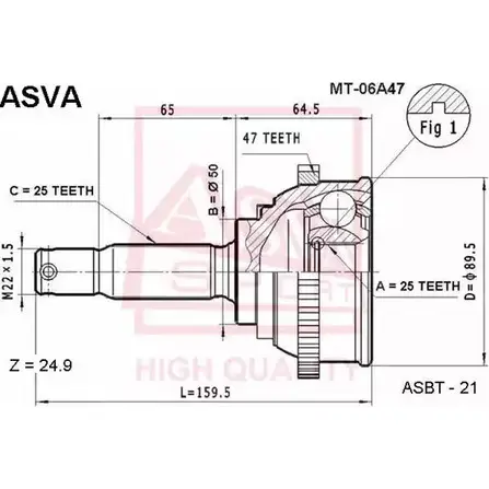 Шрус граната ASVA WL4WCC 4 MT-06A47 1269716557