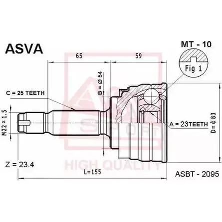 Шрус граната ASVA 1269716671 E GL4P MT-10