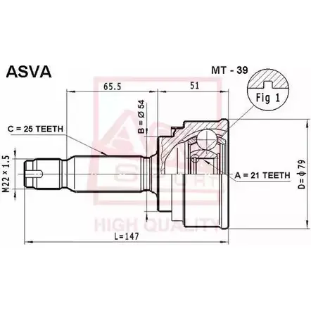 Шрус граната ASVA MT-39 G JAI9 1269717005 изображение 0