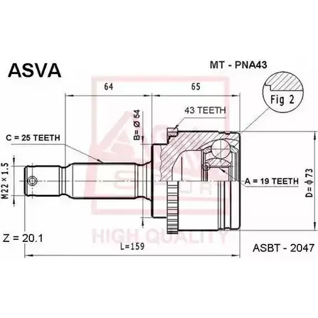 Шрус граната ASVA 1269717275 MT-PNA43 F6S 89Z изображение 0