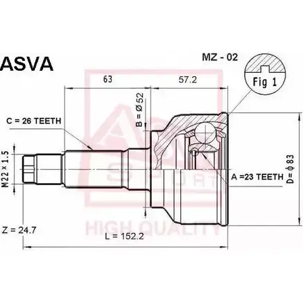 Шрус граната ASVA MZ-02 1269718071 M CCSEZX изображение 0