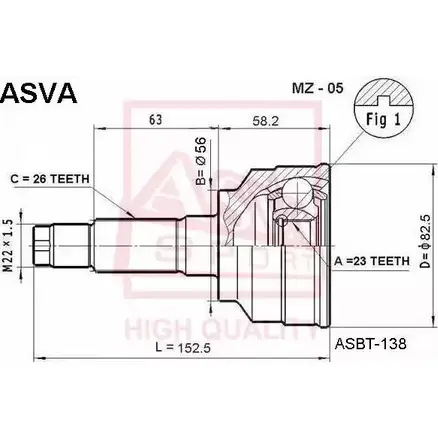 Шрус граната ASVA 1269718237 MZ-05 PLF YZ4