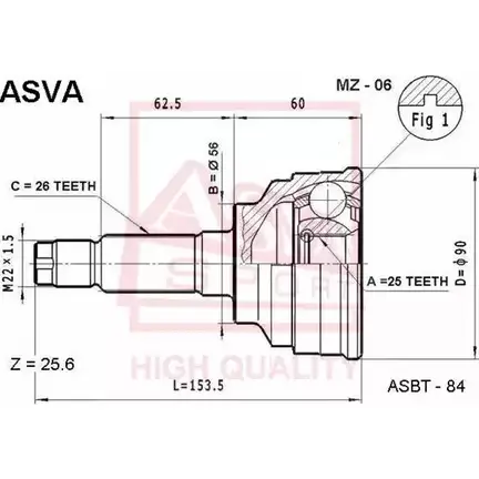 Шрус граната ASVA 1269718265 4CH 77Z MZ-06 изображение 0