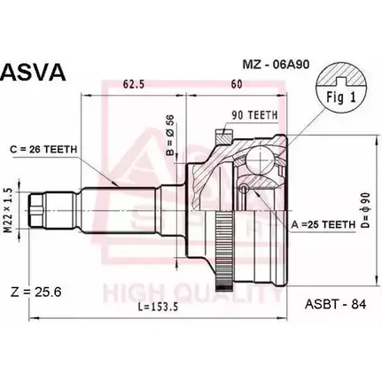 Шрус граната ASVA FFADG 7Y MZ-06A90 1269718311 изображение 0