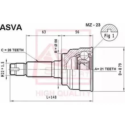 Шрус граната ASVA MZ-23 1269718839 O 0CTOHN