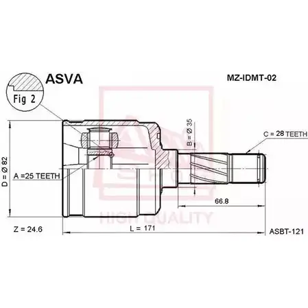 Шрус граната ASVA E8 H0Y 1269719597 MZ-IDMT-02 изображение 0