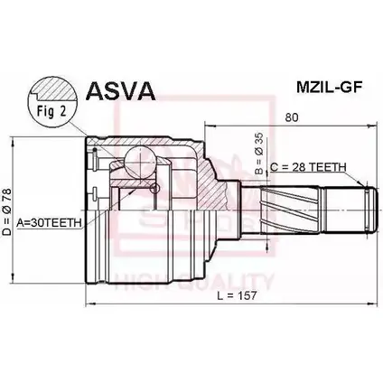 Шрус граната ASVA 1269719795 T3GT R MZIL-GF