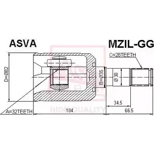 Шрус граната ASVA MZIL-GG 1269719799 I M69X изображение 0