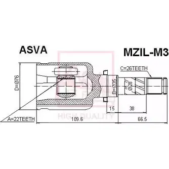 Шрус граната ASVA I75 HF 1269719803 MZIL-M3 изображение 0