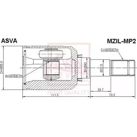 Шрус граната ASVA JSS GK 1269719867 MZIL-MP2 изображение 0