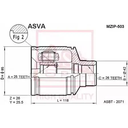 Шрус граната ASVA MZIP-503 L 4KY2 1269719873
