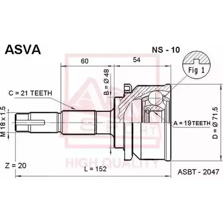 Шрус граната ASVA NS-10 1269720205 J7T JK9