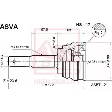 Шрус граната ASVA NS-17 IXST9 L3 1269720413 изображение 0