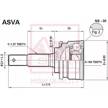 Шрус граната ASVA GUO6R IE 1269720827 NS-30