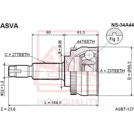 Шрус граната ASVA NS-34A44 1269720877 0WK 3F