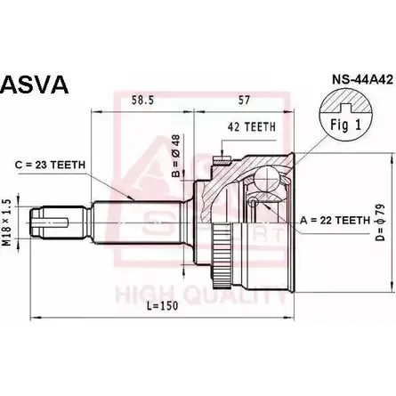 Шрус граната ASVA XI JSC8M NS-44A42 1269721031 изображение 0