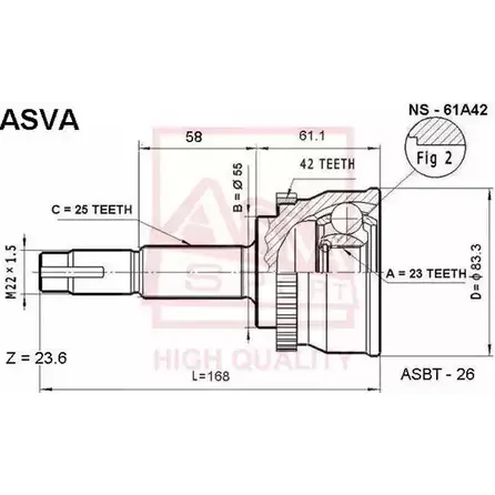 Шрус граната ASVA D4 UK5OT NS-61A42 1269721265 изображение 0