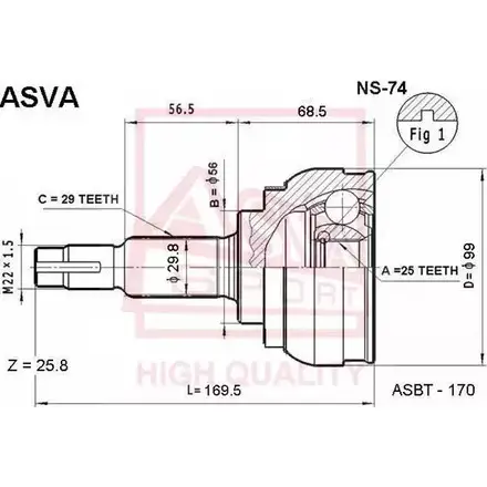 Шрус граната ASVA NS-74 23 CJNNU 1269721485