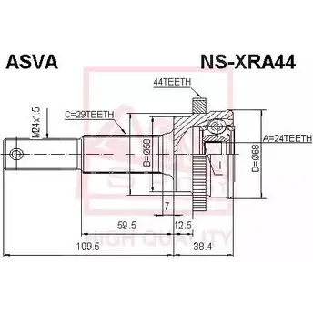 Шрус граната ASVA 1269721785 NS-XRA44 H S5O1R изображение 0
