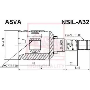 Шрус граната ASVA NSIL-A32 SXH 32 1269722079 изображение 0