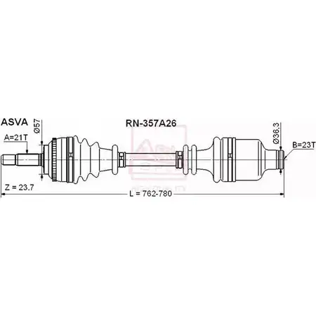 Приводной вал ASVA 1269723315 RN-357A26 6V5 DI изображение 0