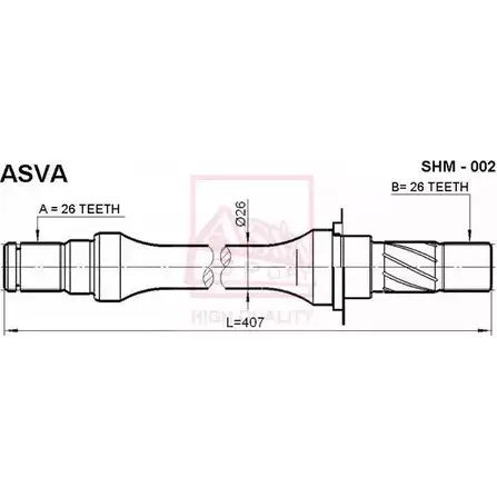 Приводной вал ASVA SHM-002 G7ZX C 1269723993 изображение 0