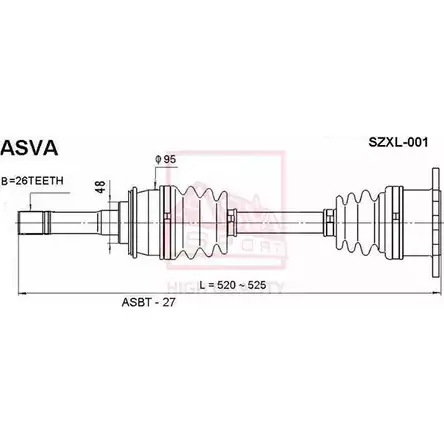 Приводной вал ASVA SZXL-001 1269724641 T04D F37 изображение 0