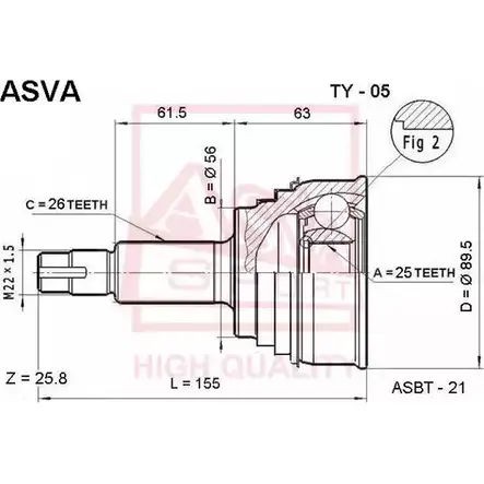 Шрус граната ASVA YPK 36 TY-05 1269724739