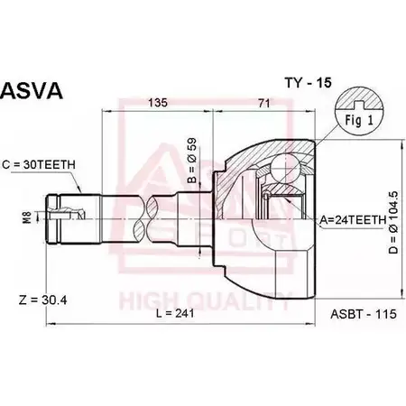 Шрус граната ASVA 1269725141 8M6QNG U TY-15
