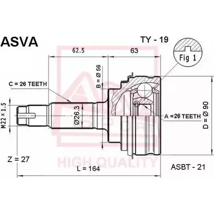 Шрус граната ASVA 1269725263 TY-19 C45 RE4