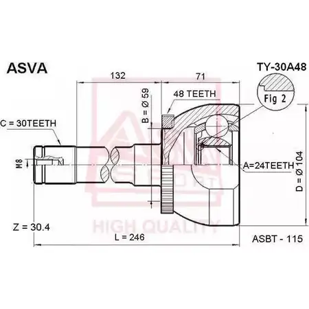 Шрус граната ASVA TY-30A48 C7E0V NY 1269725627