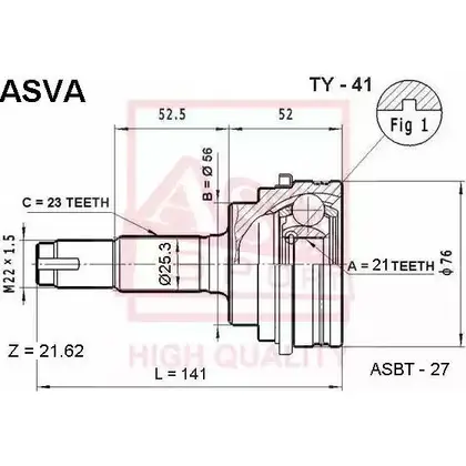 Шрус граната ASVA TY-41 6 VFUM2 1269725791