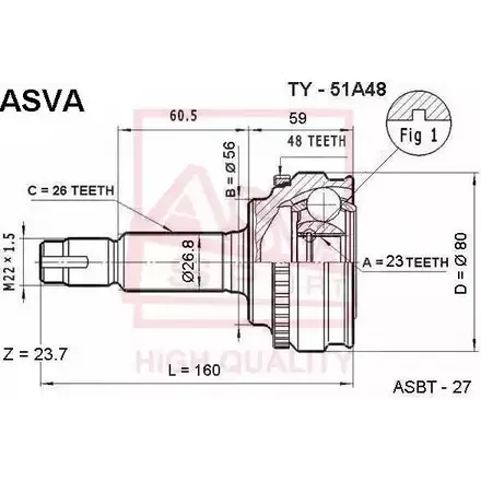 Шрус граната ASVA 1269725823 TY-51A48 XT YNNKJ изображение 0